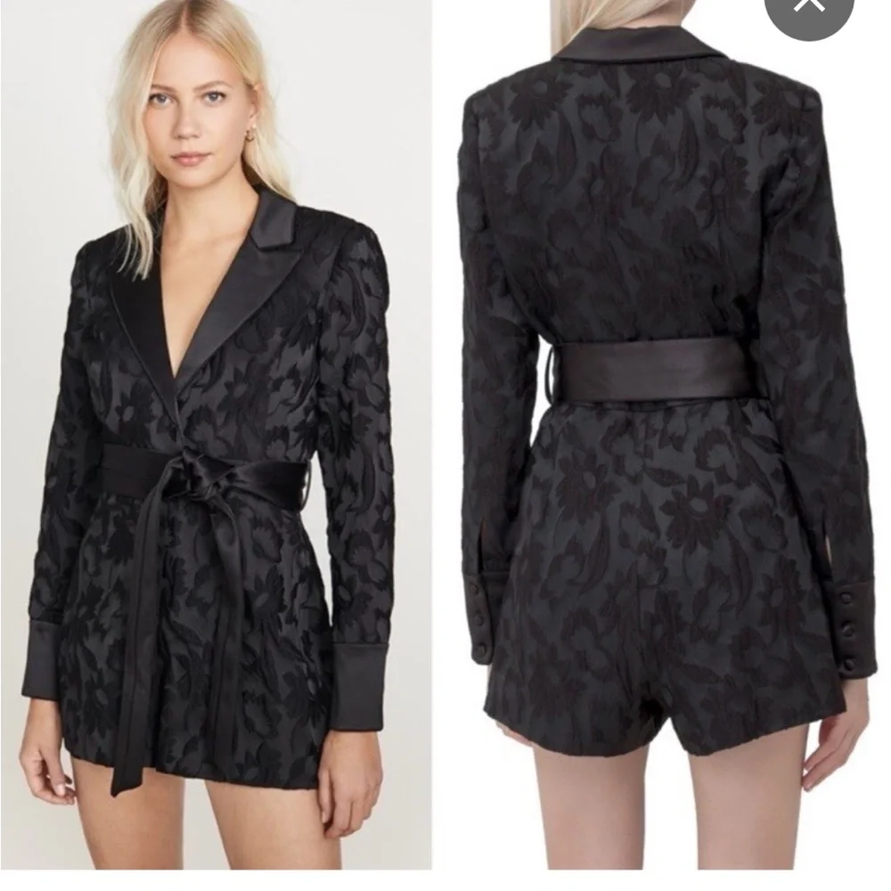 Alexis Black Textured Romper
